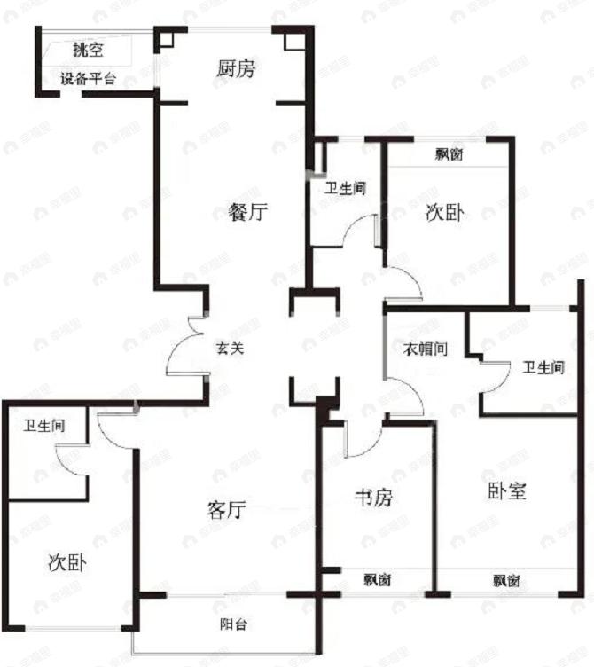 鸿印里4室2厅3卫户型图