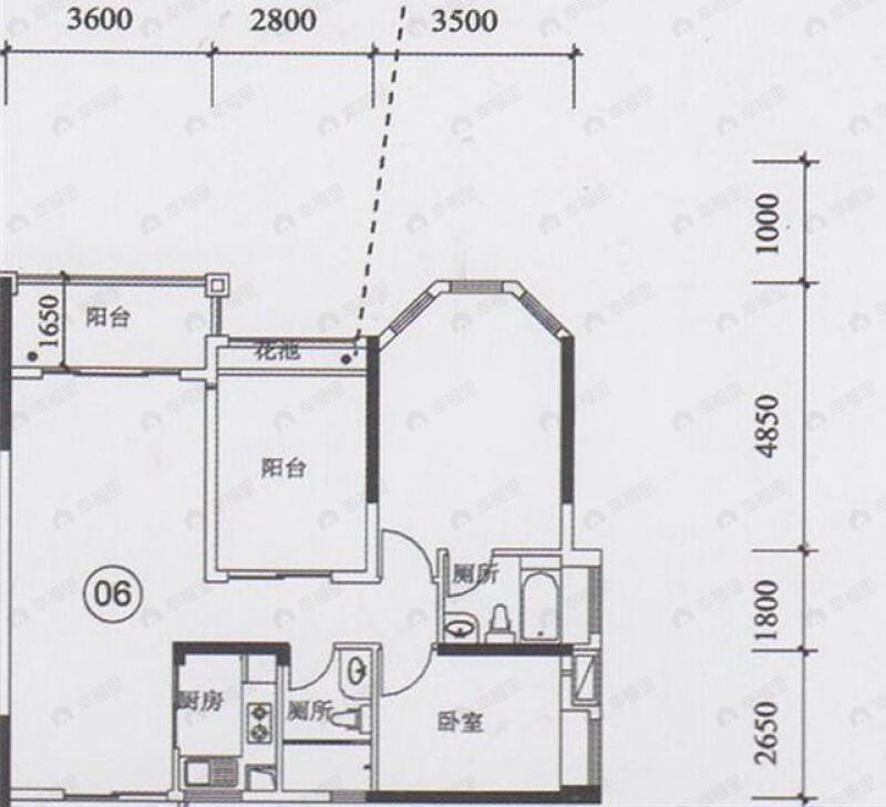 豪利花园2室2厅2卫户型图