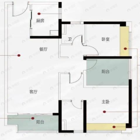 蓝光碧桂园锦泷湾3室2厅2卫户型图