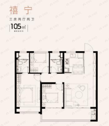 禧樾府3室2厅2卫户型图