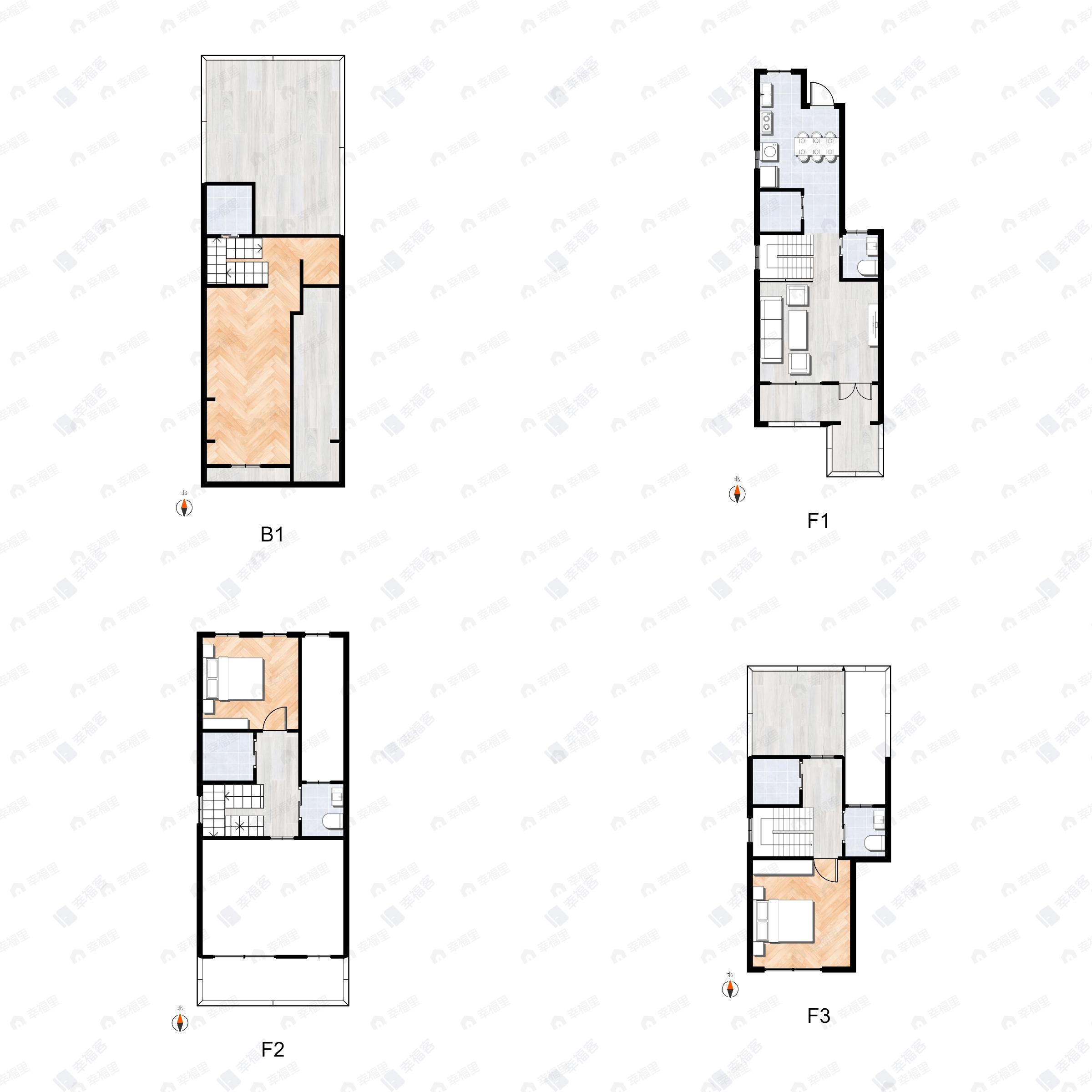 3室3厅3卫建面139m²北|南户型图