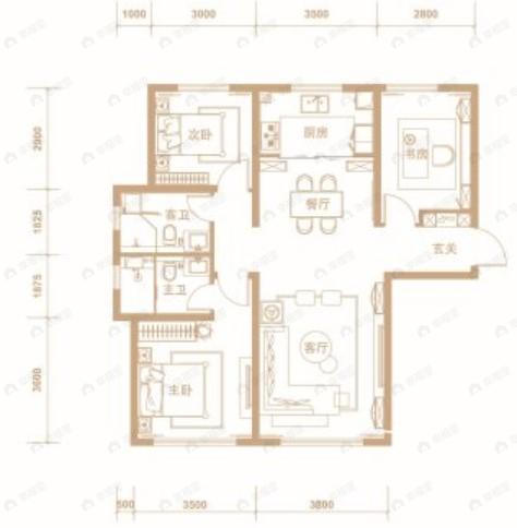 中冶德贤华府3室2厅2卫户型图