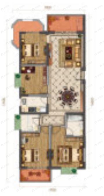 金泰国际名门4室2厅2卫户型图