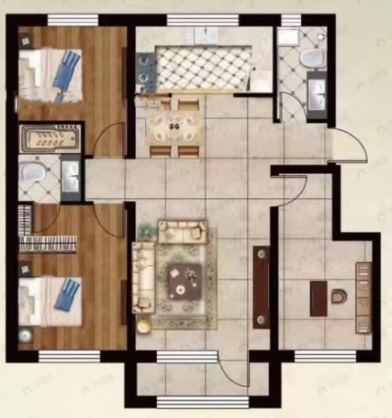麓林春语3室2厅2卫户型图