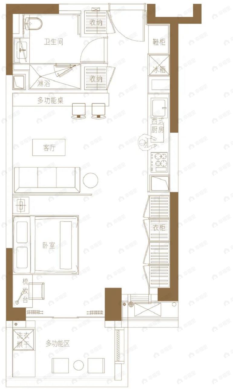 玉晖8号1室1厅1卫户型图