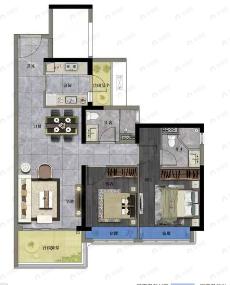 湛江华发新城2室2厅2卫户型图