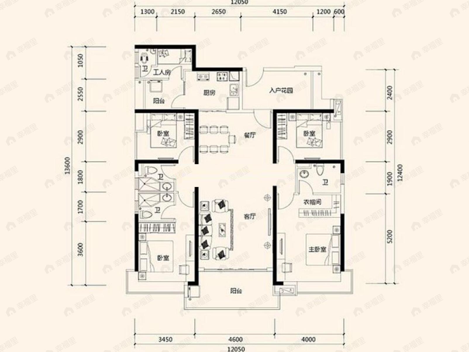 合汇中央广场5室3厅2卫户型图