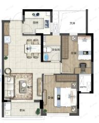 城市蓝湾2室2厅1卫户型图