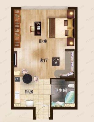 旺海海河源筑1室1厅1卫户型图