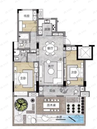 苏嘉观山悦3室2厅2卫户型图