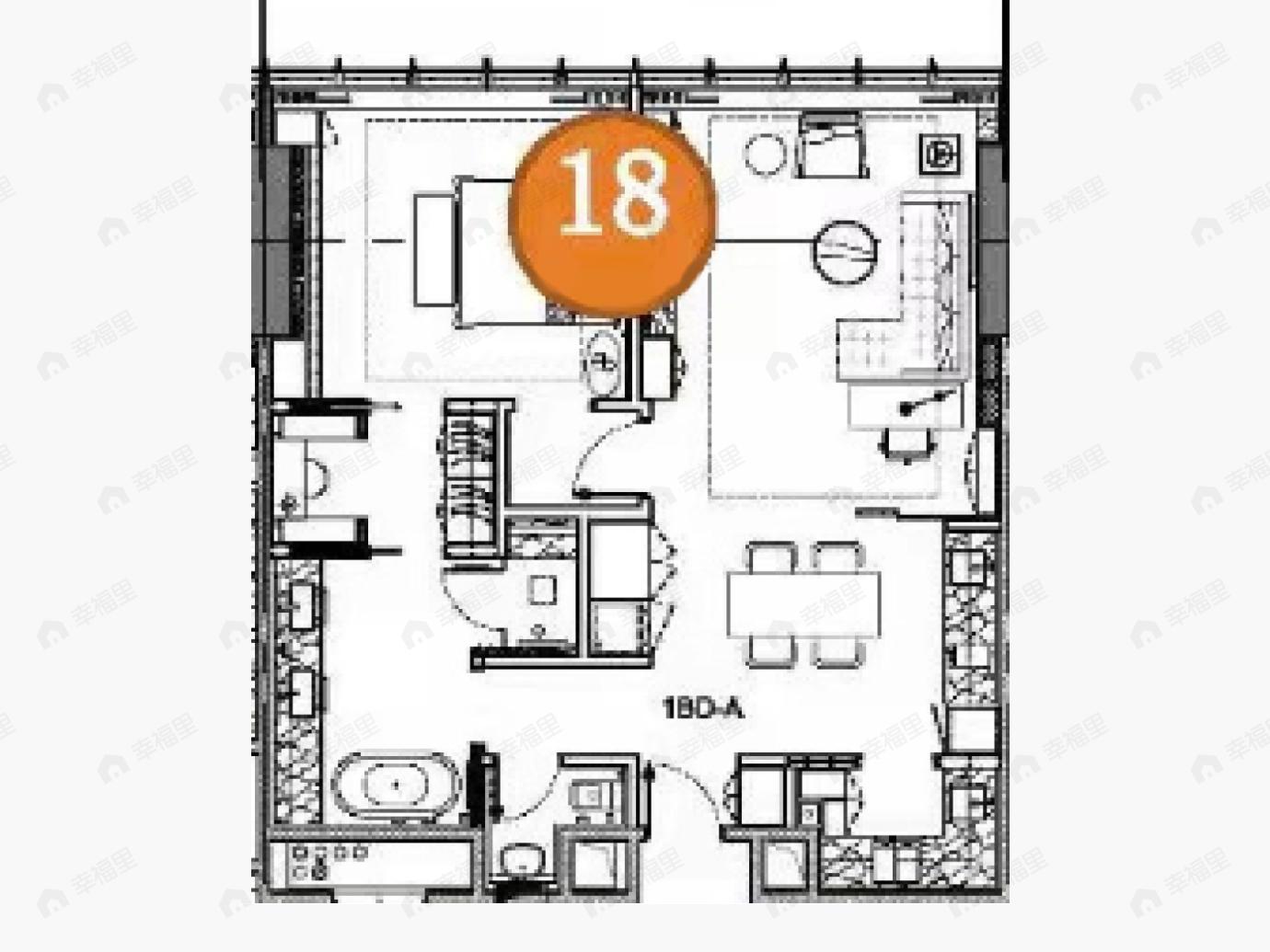 嘉裕中心J公馆1室1厅1卫户型图