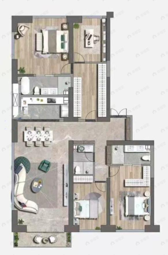 恒志云都4室2厅3卫户型图