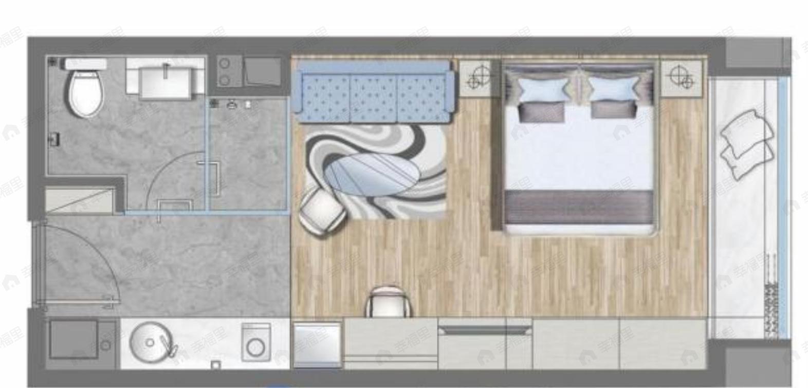 曲江雁南寓1室1卫户型图