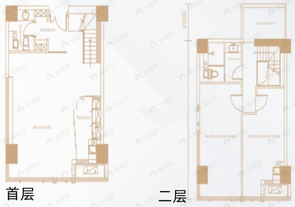 天朗东方印2室1厅2卫户型图