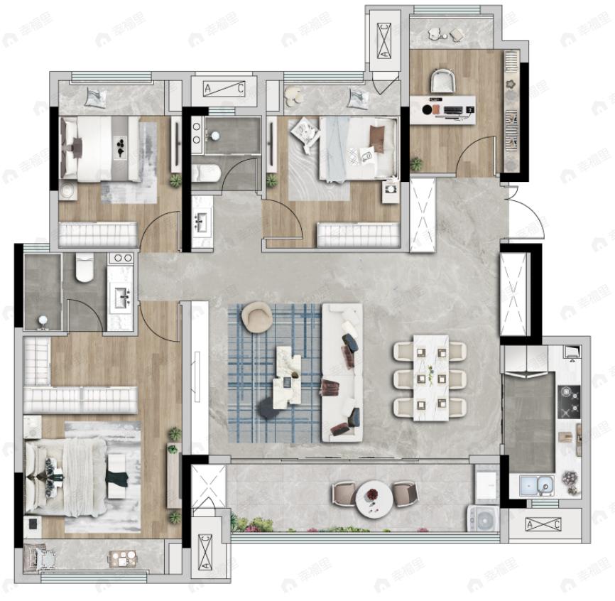华宇锦绣玺岸4室2厅2卫户型图