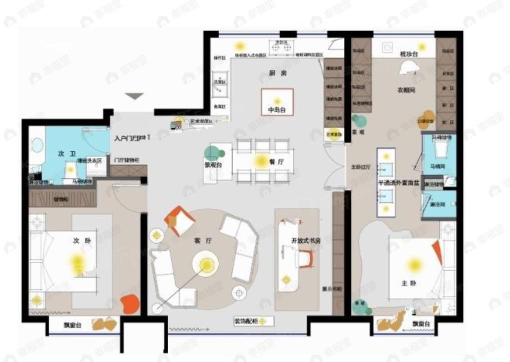 中润府3室2厅2卫户型图