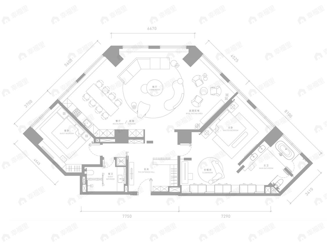 梵悦1082室2厅2卫户型图