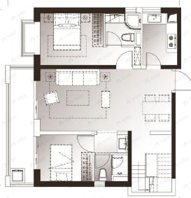 3室3厅3卫建面155m²西户型图