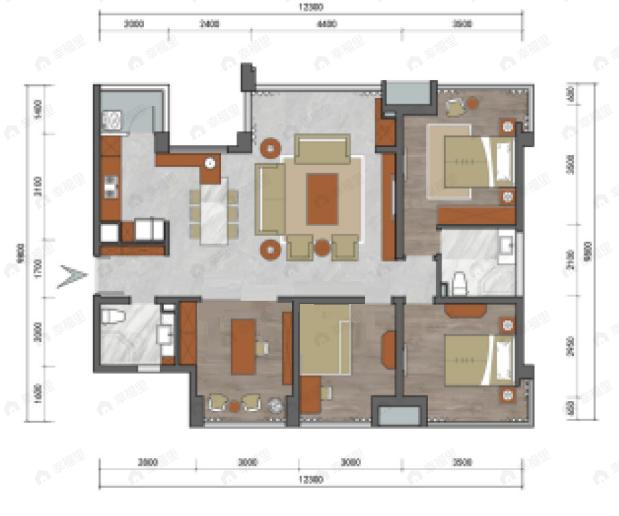 星岛星时区4室2厅2卫户型图