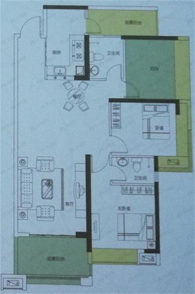 2室2厅2卫建面112平户型图