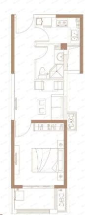 溢泽华庭二期1室1厅1卫户型图