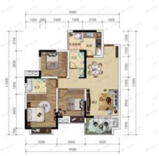 天和·睿城3室2厅2卫户型图