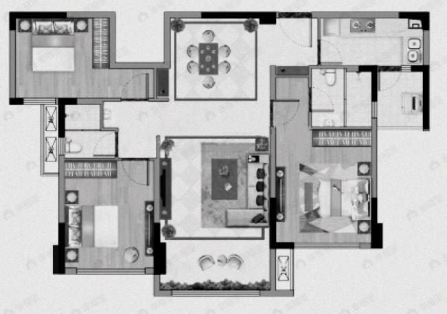 和裕晶河湾3室2厅2卫户型图