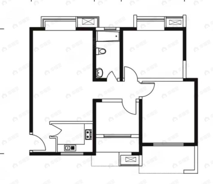 易道郡玫瑰公馆二期3室2厅1卫户型图