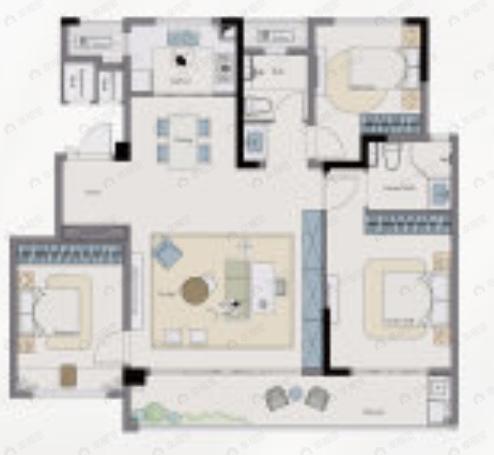 蓝城溪上云庐3室2厅2卫户型图