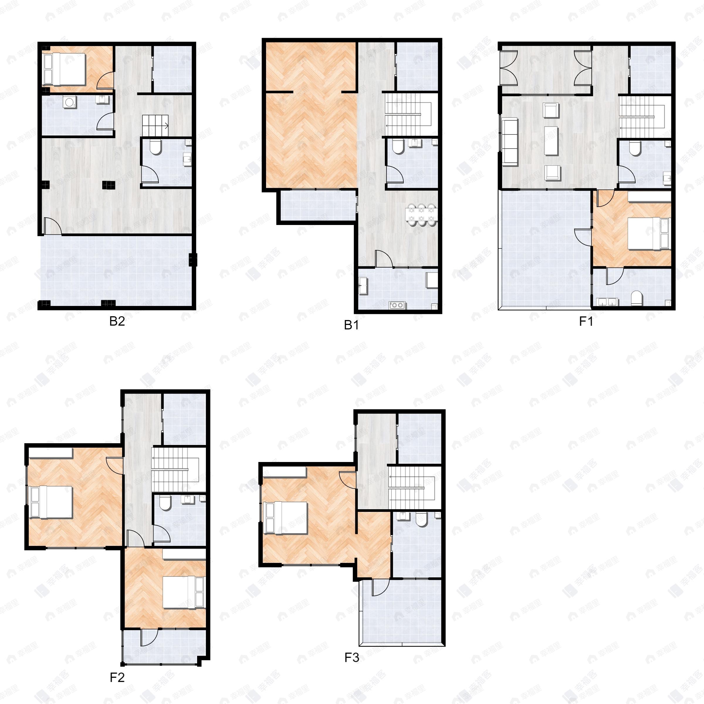 4室2厅3卫建面266m²北|南户型图