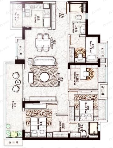 碧桂园旌湖上境北区4室2厅2卫户型图