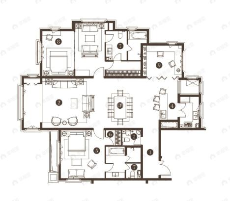 华纳豪园四六期2室2厅3卫户型图