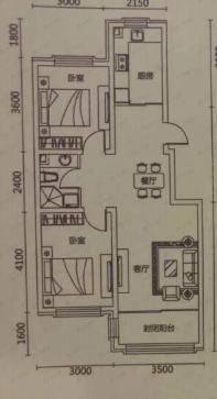 满融首府2室2厅1卫户型图
