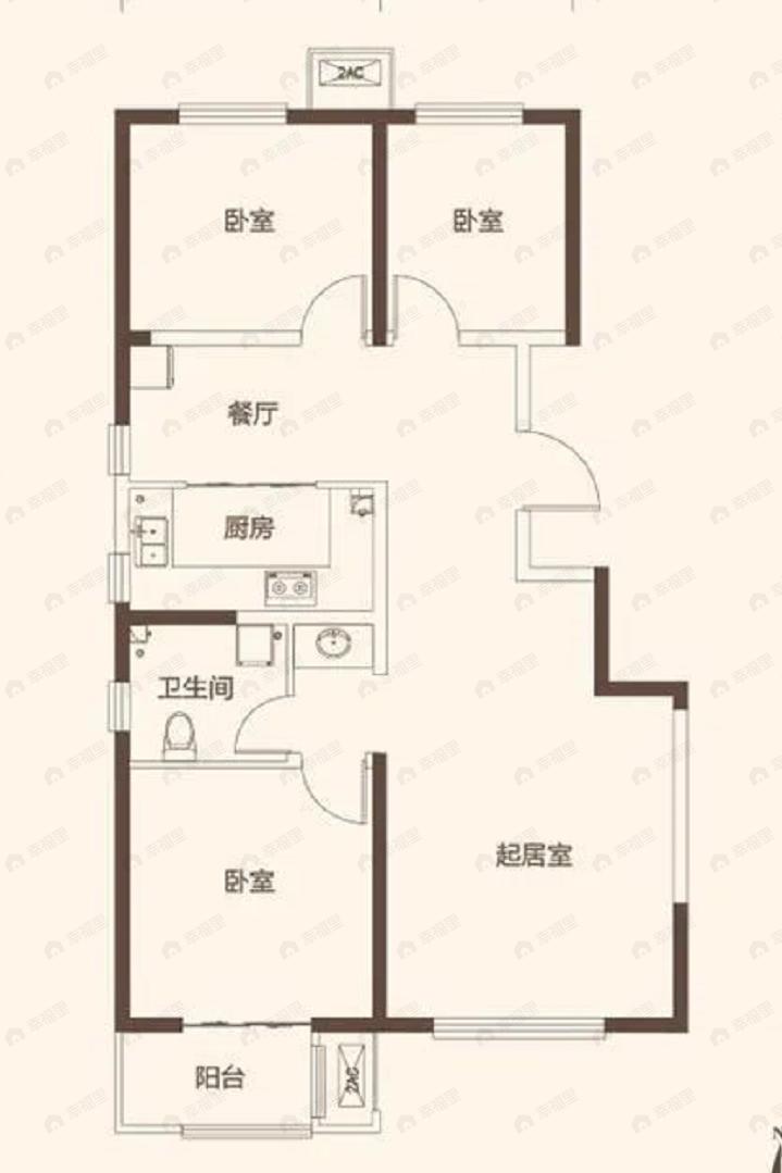 北新玉龙湾3室2厅2卫户型图