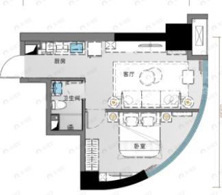 辰宇星辰荟1室1厅1卫户型图
