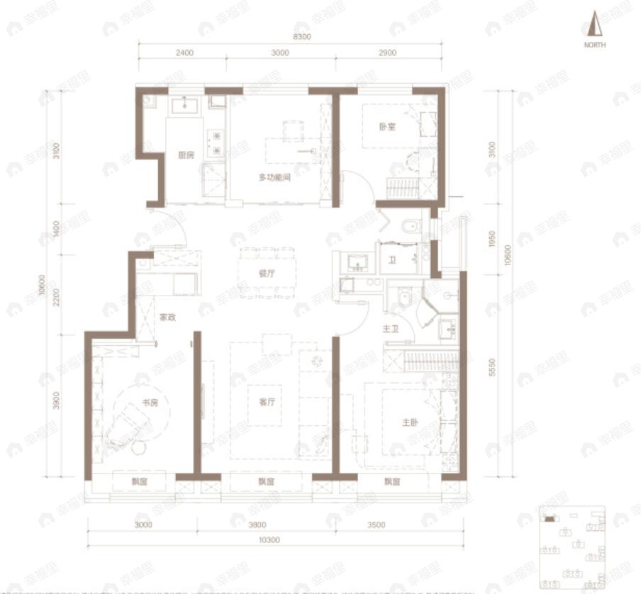 北京城建龙樾天元4室2厅2卫户型图