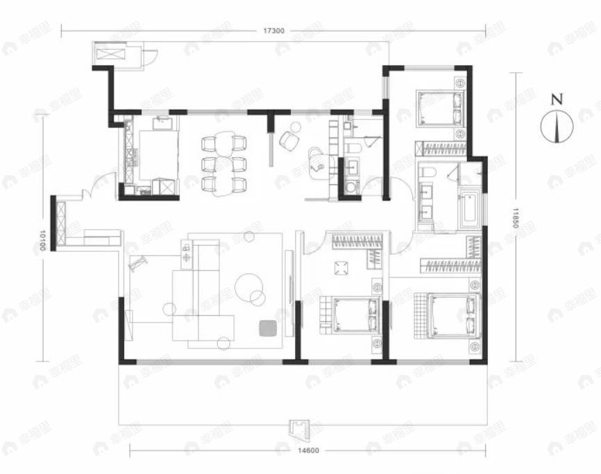 华发长安首府4室2厅2卫户型图