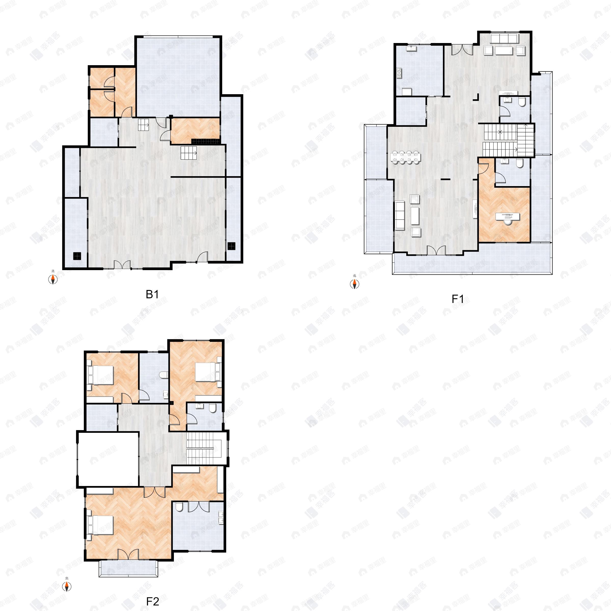 4室3厅5卫建面500m²北|南户型图