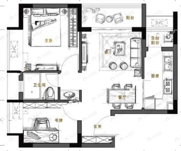 吉祥花园2室2厅1卫户型图