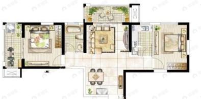 白云兴庆御苑2室2厅1卫户型图