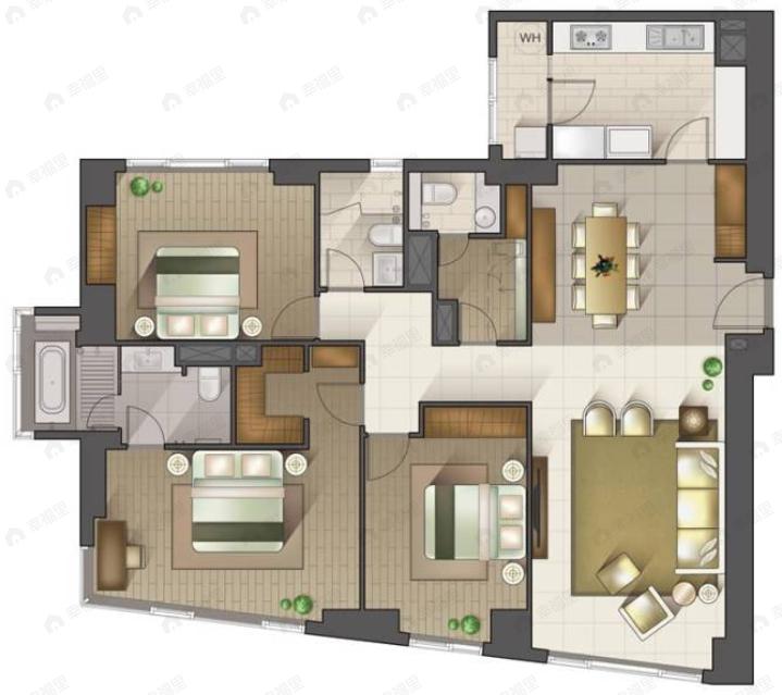 天津雅颂居3室2厅3卫户型图