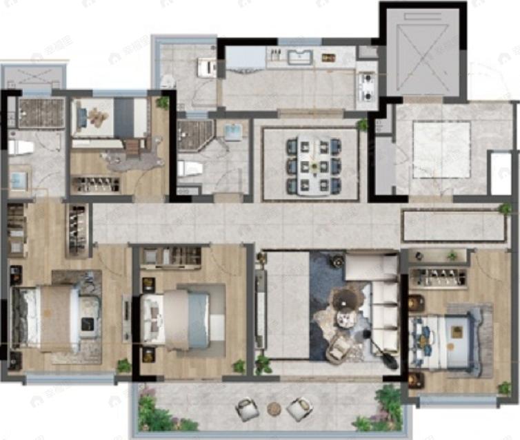 首开龙湖紫云赋4室2厅2卫户型图