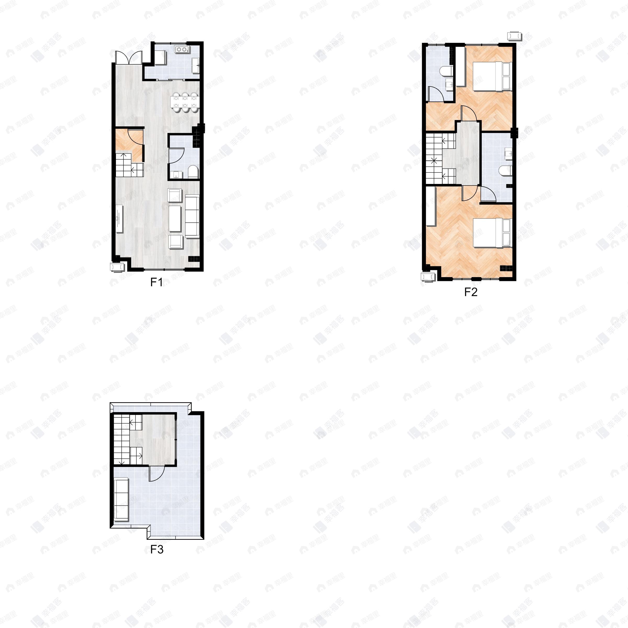 3室2厅3卫建面132平户型图