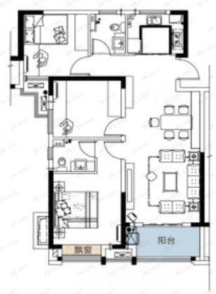 中国健康谷3室2厅2卫户型图