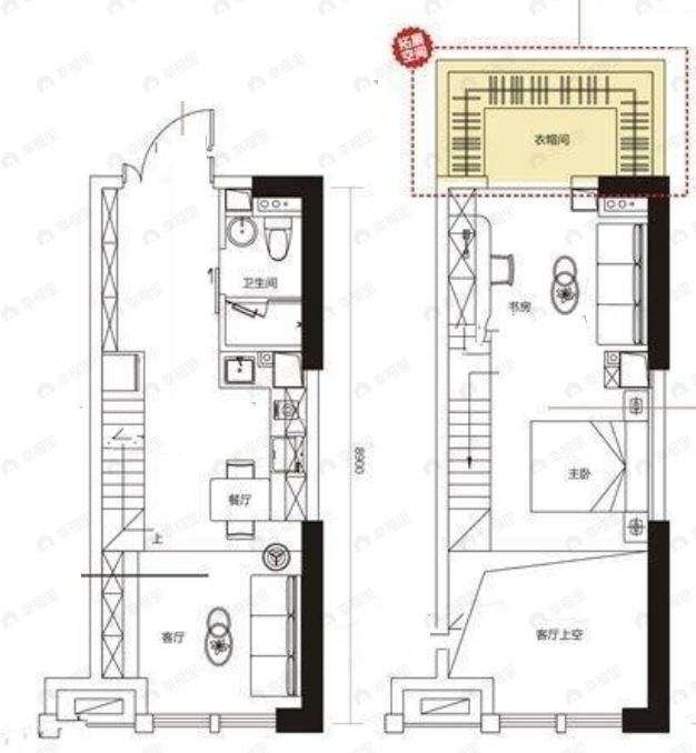碧桂园海昌克拉公馆1室2厅1卫户型图