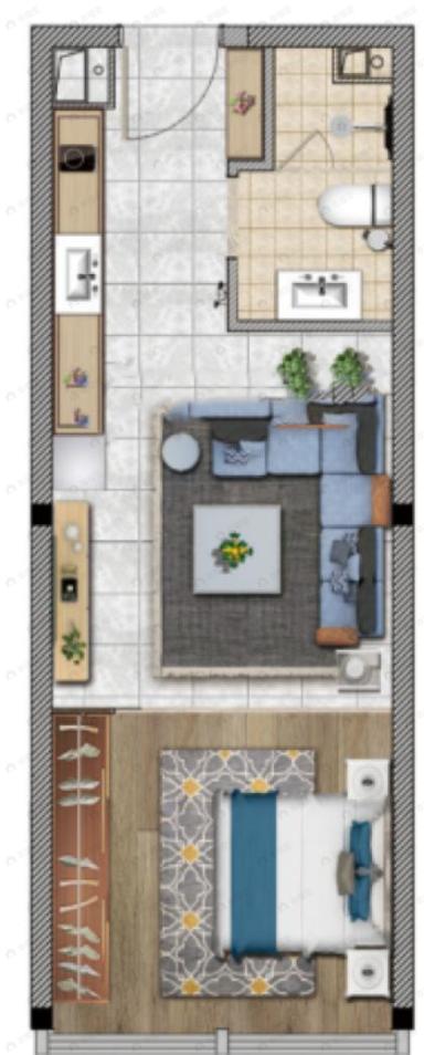 西安泛悦城1室1卫户型图