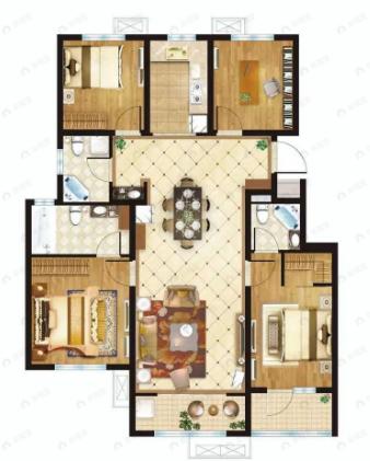 白石山居茂华园4室2厅3卫户型图