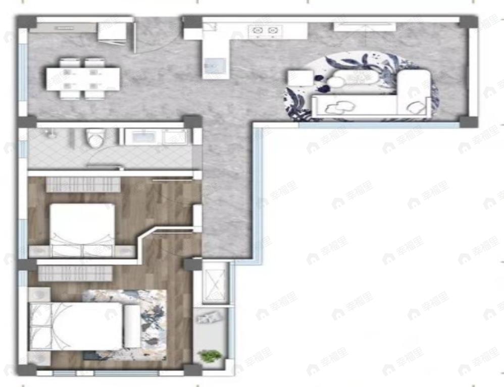 山那边2室2厅1卫户型图