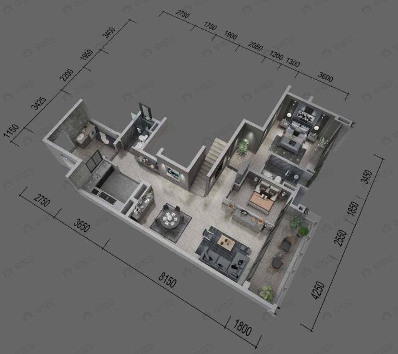 4室2厅3卫建面140平南户型图