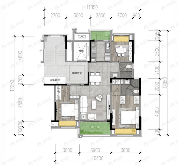 国贸锦原3室2厅2卫户型图